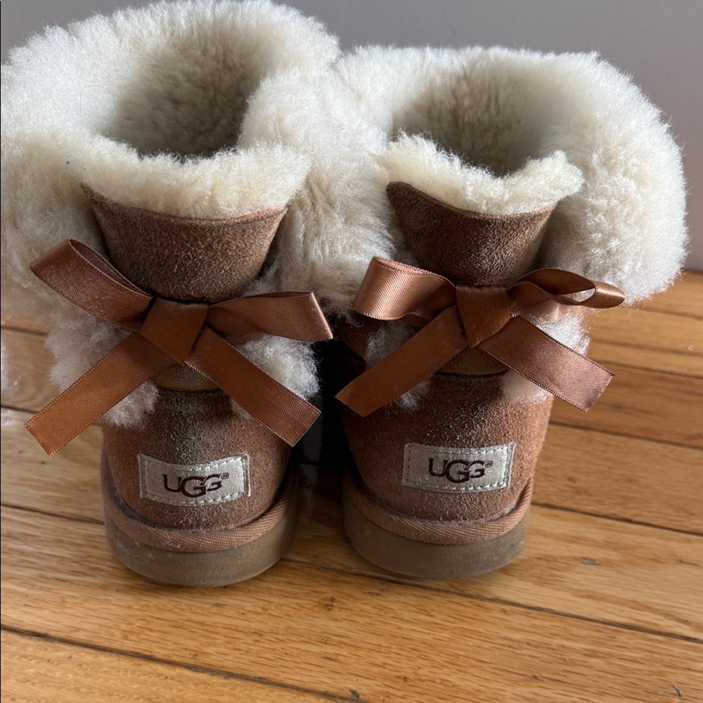 UGG Kids Tan Boots with Cream Fur